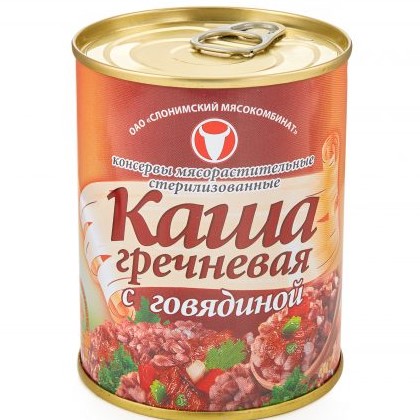 Sterilized canned meat and cereal 'Buckwheat porridge with beef'
